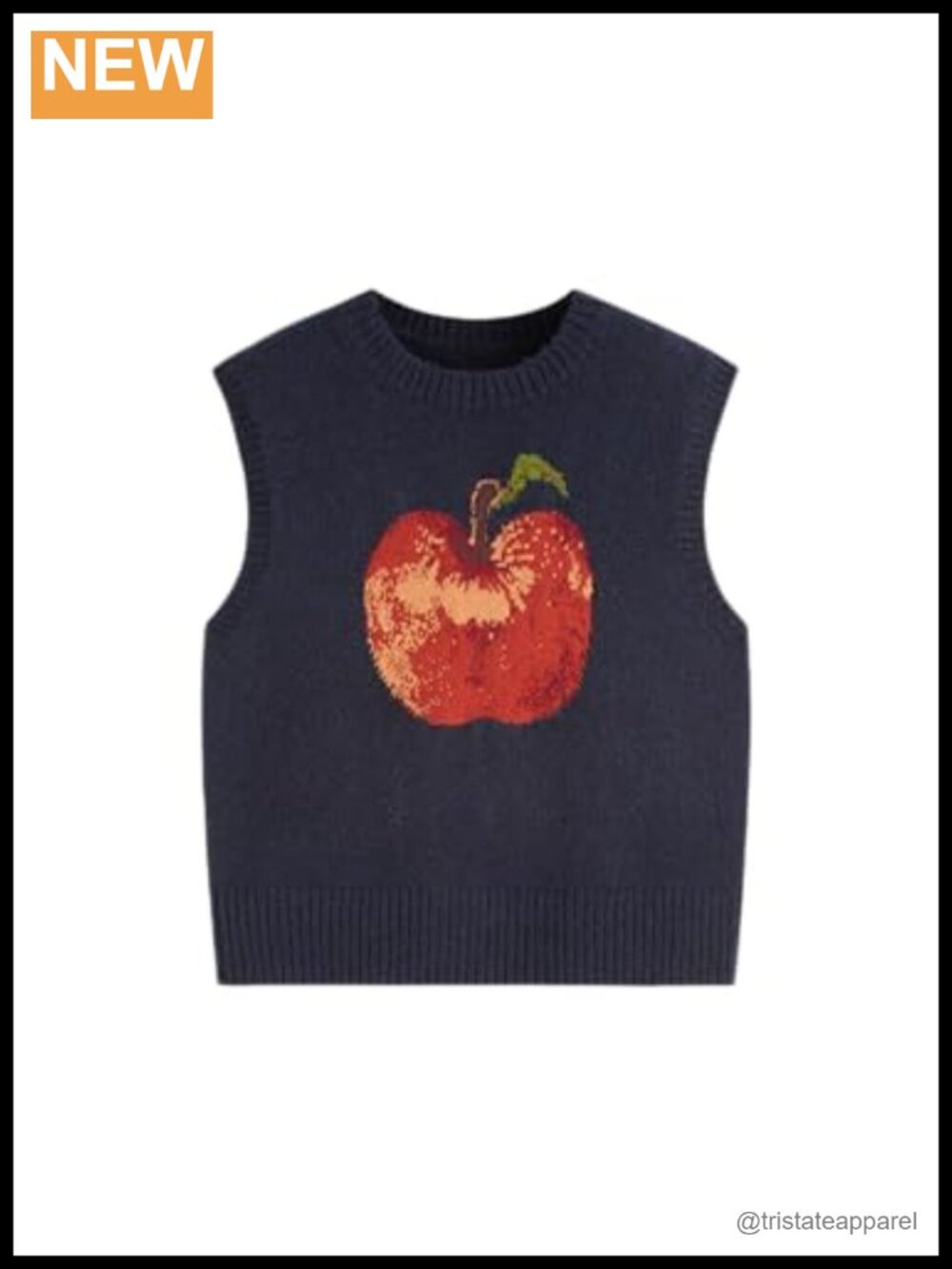 CIDER Women's Knit Sweater Vest Sleeveless Pear Graphic Tank Top